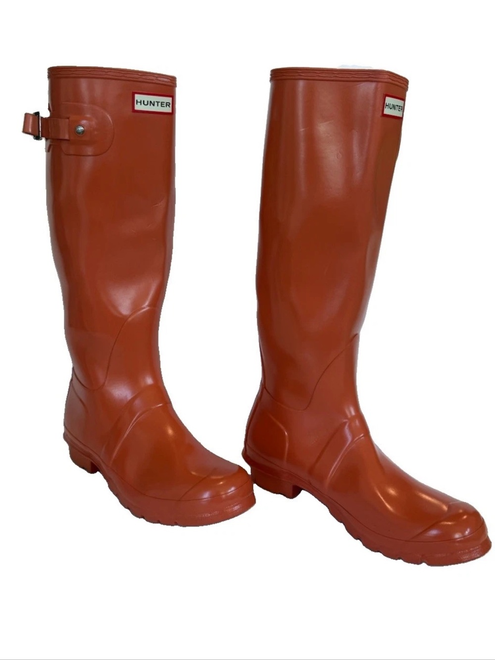 Hunter Women’s Original Gloss Orange Rain Boots Size 10 - Picture 4 of 10
